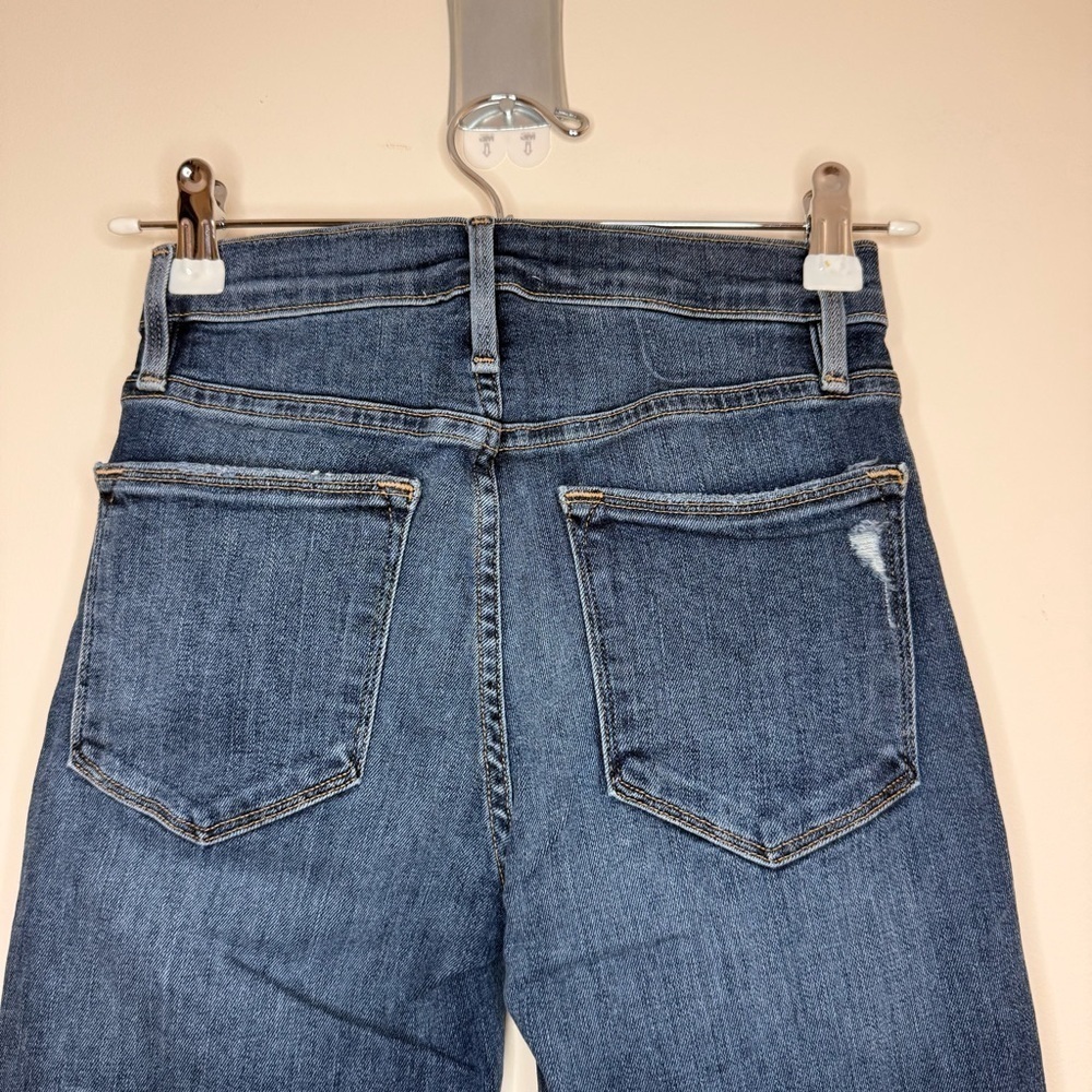 FRAME Denim Le High Straight Distressed Rue Chewed Hem Jeans - Picture 8 of 12